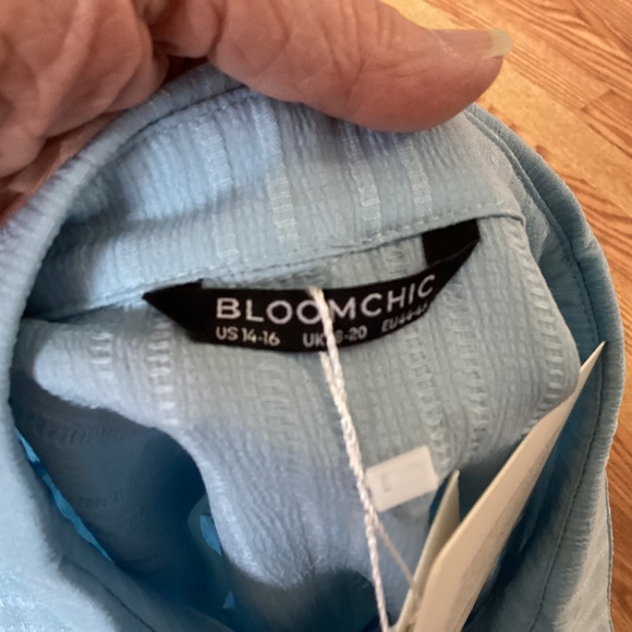 BloomChic Blue Sleeveless Collared Button Up Hi~Lo  Dress  SZ 1X (14~16) - Picture 4 of 4